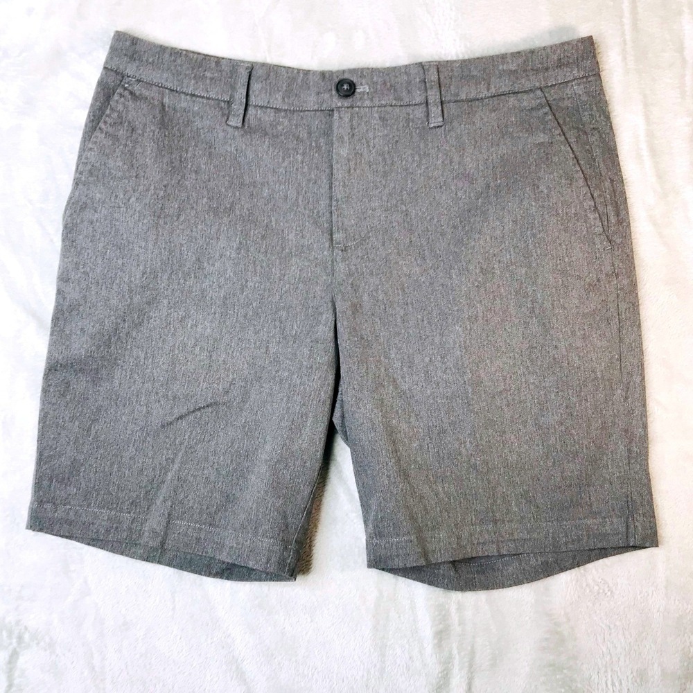 Hawker Rye Chino Shorts Mens 34 x 9 Heather Grey Flat Front Casual Classic